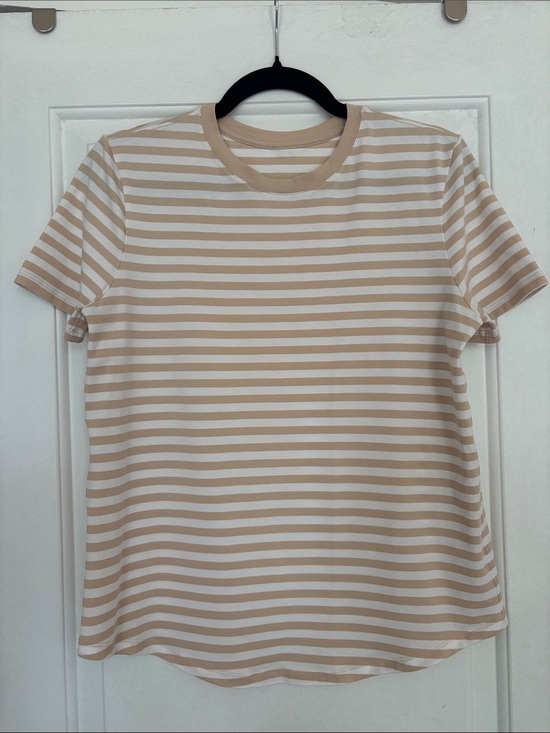 lululemon athletica Tops - Lululemon Love Crew Tee, Tan Stripe, size 6